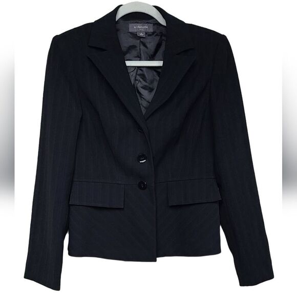 Liz Claiborne Suits Single-Breasted Blazer Notch Collar 3-Button Black Jacket - Picture 1 of 12